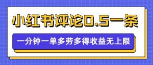 小红书留言评论,0.5元1条,一分钟一单,多劳多得,收益无上限-湘创网