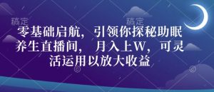 零基础启航,引领你探秘助眠养生直播间, 月入上W,可灵活运用以放大收益-湘创网