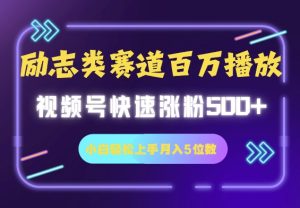 励志类赛道也能百万播放,快速涨粉500+视频号变现月入5位数-湘创网