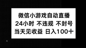 微信小游戏自动直播,24小时直播不违规 不封号,当天见收益 日入100+-湘创网