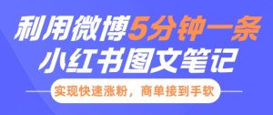 小红书利用微博5分钟一条图文笔记,实现快速涨粉,商单接到手软-湘创网