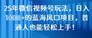 25年微信视频号玩法,日入几张的蓝海风口项目,普通人也能轻松上手!-湘创网