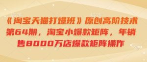 《淘宝天猫打爆班》原创高阶技术第64期,淘宝小爆款矩阵,年销售8000万店爆款矩阵操作-湘创网