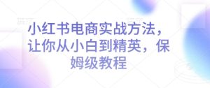 小红书电商实战方法,让你从小白到精英,保姆级教程-湘创网