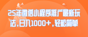 (14032期)25年微信小程序推广最新玩法,日入1000+,轻松简单-湘创网