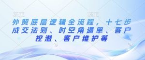 外贸底层逻辑全流程,十七步成交法则、时空角逼单、客户挖潜、客户维护等-湘创网