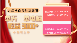 (13999期)小红书自动引流变现 单天单电脑收益3000+  小白可上手-湘创网