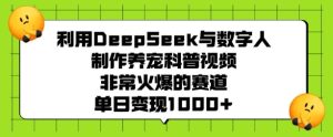 利用DeepSeek与数字人制作养宠科普视频，非常火爆的赛道，单日变现多张-湘创网