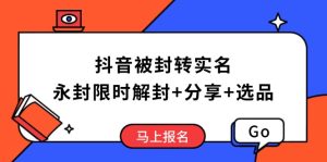 (14195期)抖音被封转实名攻略,永久封禁也能限时解封,分享解封后高效选品技巧-湘创网