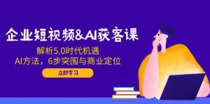 企业短视频&AI获客课:解析5.0时代机遇,AI方法,6步突围与商业定位-湘创网