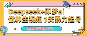 小白用DeepSeek+即梦做ai养生视频,一条作品涨粉5万+,单日收益多张-湘创网