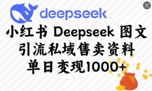 小红书Deepseek图文引流私域售卖资料,单日变现多张-湘创网