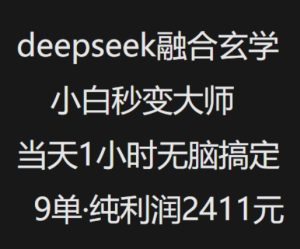 抖音小红书deepseek融合玄学,纯小白秒变大师,当天1小时无脑搞定9单,纯利润上千-湘创网