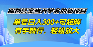 (14246期)照抄答案当天学会的新项目,单号日入300 +可矩阵,有手就行,轻松放大-湘创网