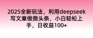 2025全新玩法,利用deepseek写文章做微头条,小白轻松上手,日收益100+-湘创网