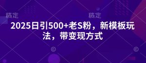 2025日引500+老S粉，新模板玩法，带变现方式-湘创网