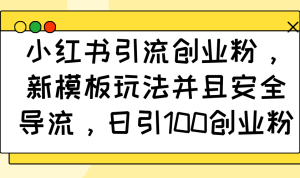 (14053期)小红书引流创业粉,新模板玩法并且安全导流,日引100创业粉-湘创网