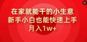 在家就能干的小生意,新手小白也能快速上手,月入1w-湘创网