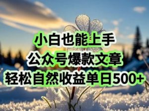 小白也能上手,公众号爆款文章,轻松自然流收益单日5张-湘创网