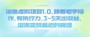 闲鱼虚拟项目1.0,跟着老手操作,有执行力,3-5天出收益,做离变现最近的赛道-湘创网