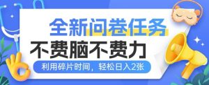 全新问卷任务,不费脑不费力!利用碎片时间,轻松日入2张-湘创网