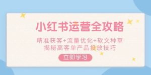小红书运营全攻略,精准获客+流量优化+软文种草,揭秘高客单产品投放技巧-湘创网