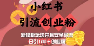 小红书引流创业粉，新模板玩法并且安全导流，日引100+创业粉-湘创网