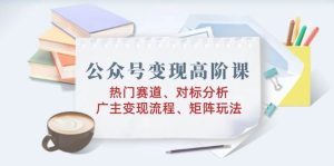 公众号变现高阶课:热门赛道、对标分析、广告主变现流程、矩阵玩法-湘创网