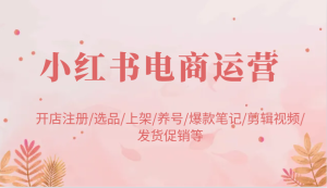 小红书电商运营:开店注册/选品/上架/养号/爆款笔记/剪辑视频/发货促销等-湘创网