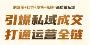高成交私聊转化,引爆私域成交,打通运营全链-湘创网