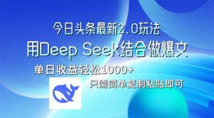(14117期)今日头条最新2.0版本,用Deep Seek结合今日头条做爆文,单日收益轻松10...-湘创网
