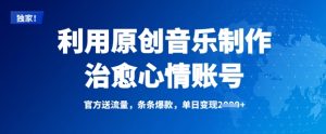 利用原创音乐制作治愈心情账号,条条爆款,单日变现多张-湘创网