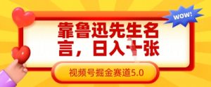 靠鲁迅先生名言,日入数张,视频号掘金赛道5.0-湘创网