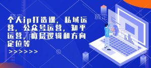 个人ip打造课,私域运营,公众号运营,知乎运营,底层逻辑和方向定位等-湘创网