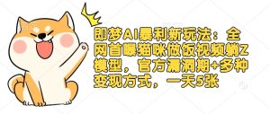 即梦AI暴利新玩法:全网首曝猫咪做饭视频躺Z模型,官方漏洞期+多种变现方式,一天5张-湘创网