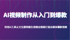 AI视频制作从入门到爆款，利用AI工具从文生图到图生视频，全链路打造自媒体爆款视频-湘创网