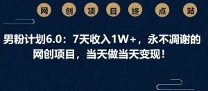 男粉计划6.0:7天收入1W+,永不凋谢的网创项目,当天做当天变现!-湘创网
