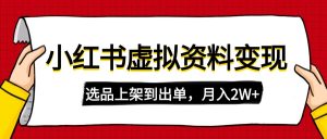 (14513期)小红书虚拟店铺资料变现,复制粘贴搬运,选品上架到出单,月入2W+-湘创网
