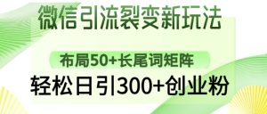 微信引流裂变新玩法:布局50+长尾词矩阵,轻松日引300+创业粉-湘创网