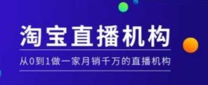 淘宝直播运营实操课【MCN机构】,从0到1做一家月销千万的直播机构-湘创网