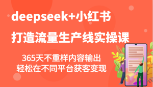 deepseek+小红书打造流量生产线实操课,365天不重样内容输出,轻松在不同平台获客变现-湘创网