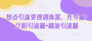 热点引流变现训练营,先导篇+泛粉引流篇+精准引流篇-湘创网