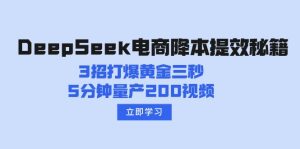 (14380期)DeepSeek电商降本提效秘籍:3招打爆黄金三秒,5分钟量产200视频-湘创网