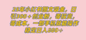 2025年小红书创业粉图文自热教程,日+300创业粉,单日变现多张,无脑操作,宝妈,小白抓紧冲-湘创网