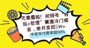 无需露脸,视频号“好运+哲理”赛道冷门掘金,单月变现2W+,中老年付费率超90%-湘创网