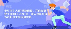 小红书个人IP陪跑课程，开启你职业生涯的PLAN-B，素人也能火成为百万博主的流量密码-湘创网