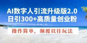 (14012期)AI数字人引流升级版2.0,日引300+高质量创业粉,操作简单,颠覆以往玩法-湘创网