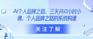 AI个人品牌之路,三天共10小时小课,个人品牌之路的系统构建-湘创网