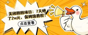美团圈圈项目:7天挣了2w元,保姆级教程-湘创网