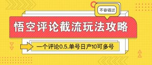 悟空评论截流玩法攻略,一个评论0.5.单号日产10可多号-湘创网